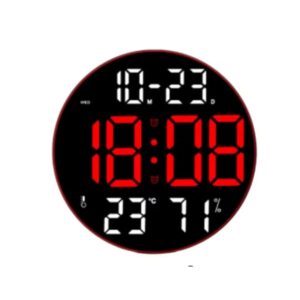 Modern Large Screen LED Round Wall Clock with Temperature, Humidity & Date Display