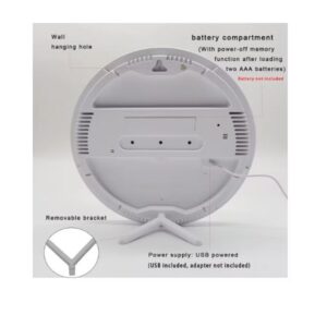 Modern Large Screen LED Round Wall Clock with Temperature, Humidity & Date Display - Image 2