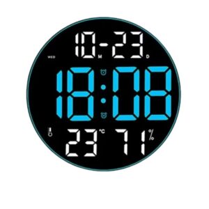 Modern Large Screen LED Round Wall Clock with Temperature, Humidity & Date Display - Image 3