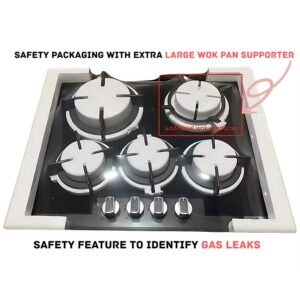 Premium 4 Burner Glass Top Cooker Hob with Flame Failure Device (FFD) Black - Image 3