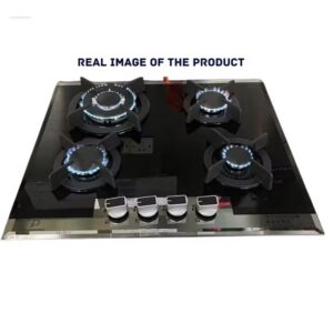 Premium 4 Burner Glass Top Cooker Hob with Flame Failure Device (FFD) Black - Image 4