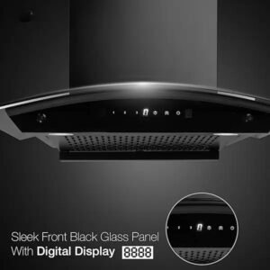 Premium Curved Glass 60cm Cooker Hood with touch and motion Sensor (Black) - Image 2