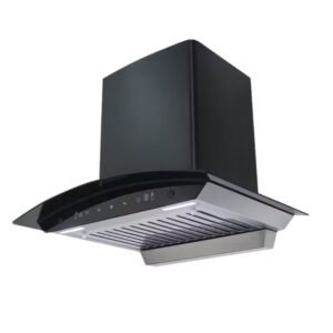 Premium Curved Glass 60cm Cooker Hood with touch and motion Sensor (Black) - Image 4