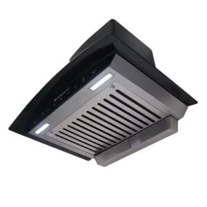 Premium Curved Glass 60cm Cooker Hood with touch and motion Sensor (Black) - Image 5