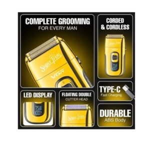 Premium VGR V-332 Professional Saloon Series Shaver For Men Gold - Image 2