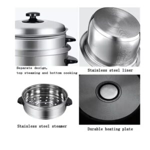 Richsonic Fully Stainless Steel Silver Rice Cooker With Steamer (Stainless Steel inner-Pot) 1.8 | 2.8 Liters - Image 2