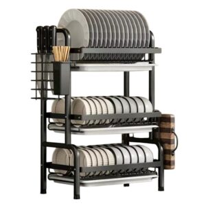 Stainless Steel 3 Layer Storage Organizer Dish Rack With Drainer