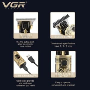 VGR VL-097 Premium Vintage Rechargeable Hair Trimmer - Image 4