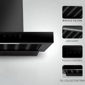 ‘T’ Shape Cooker Hood with Motion and Touch Control (Black) 60cm - Image 4