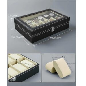 12 Slot Watch Organizer with Glass Lid - Image 3