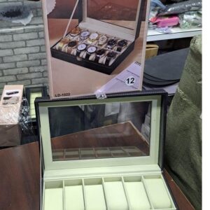 12 Slot Watch Organizer with Glass Lid - Image 4
