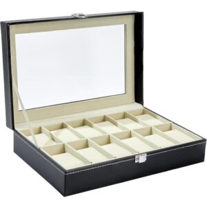 12 Slot Watch Organizer with Glass Lid - Image 5