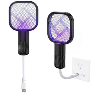 2 in 1 Electric USB Rechargeable Mosquito Swatter Racket with UV Light