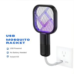 2 in 1 Electric USB Rechargeable Mosquito Swatter Racket with UV Light - Image 6