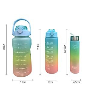 3 in 1 Motivational Water Bottle Set (Pack of 3) 2L l 1.5L l 750ml - Image 2