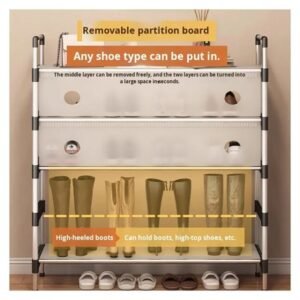 5 Layer Dustproof Shoe Rack With Coat Hanger - Image 7