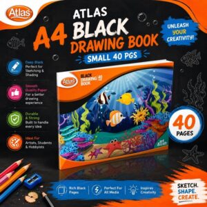 Atlas A4 Black Drawing Book Small 40Pgs