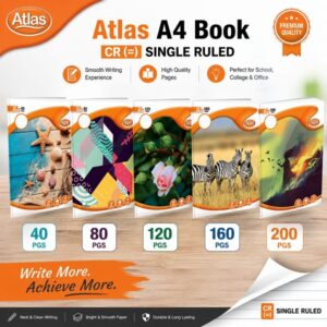 Atlas A4 Book CR (=) Single Ruled (40Pgs | 80Pgs | 120PGS |160PGS | 200PGS)