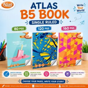 Atlas B5 Book (=) Single Ruled (80Pgs | 120Pgs | 160Pgs)