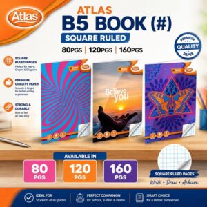 Atlas B5 Book (#) Square Ruled (80Pgs | 120Pgs | 160Pgs)