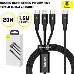 BASEUS Rapid Series 3-in-1 Fast Charging Data Cable Type-C to M+L+C PD 20W 1.5M