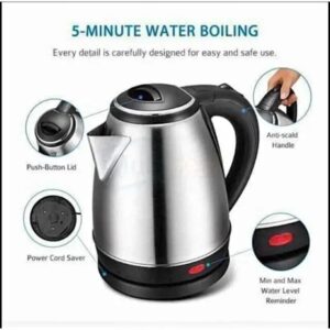 Bright Stainless Steel Electric Jug Kettle-1.8L BR-180 - Image 2