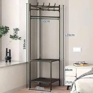 Corner Coat Rack With 2 Shelves - Image 3