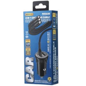 Remax RCC236 Vanguard Series Car Charger 2 Usb With 3-in-1 Cable 2.4A - Image 3
