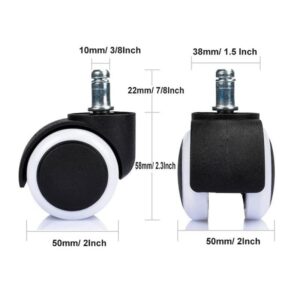 Rolling Office Chair Wheel Fixed Replacement Caster Roller (Set of 5) - Image 5