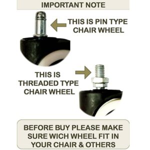 Rolling Office Chair Wheel Fixed Replacement Caster Roller (Set of 5) - Image 6