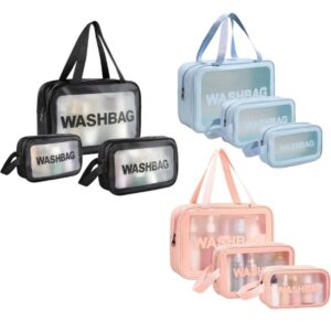 Waterproof Travel Washbag Set | 3-Piece Clear Toiletry Pouch