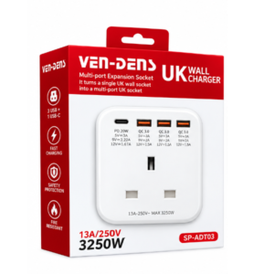 Ven-Dens (SP-ADT03) UK Wall Charger Multi-Port Expansion Socket - Image 1