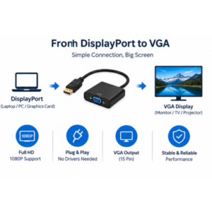 DisplayPort (DP) Male to VGA Female Adapter Converter - Image 3
