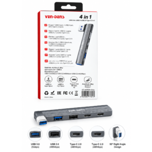 Ven-Dens 4-in-1 Right Angle USB-A Multi-Port Hub Adapter - Image 3