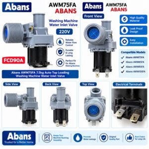 Abans AWM75FA 7.5kg Auto Top Loading Washing Machine Water Inlet Valve FCD90A - Image 3