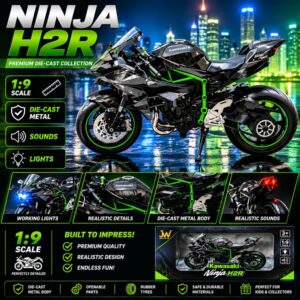 Kids Toy 1:9 Large Scale Motor Ninja H2R Alloy Diecast Motorcycle