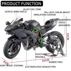 Kids Toy 1:9 Large Scale Motor Ninja H2R Alloy Diecast Motorcycle - Image 3