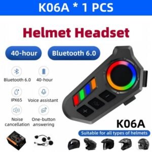 Motorcycle Helmet Speaker, Bluetooth Headset With LED And RGB Ambient Light - Image 2