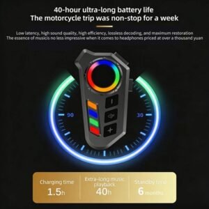 Motorcycle Helmet Speaker, Bluetooth Headset With LED And RGB Ambient Light - Image 6