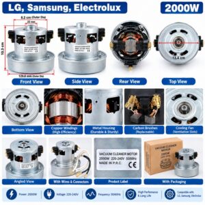 Premium Universal Vacuum Cleaner Motor 2000W 100% Copper (LG, Samsung) - Image 2