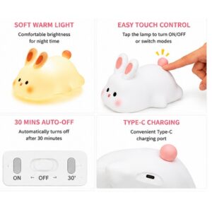 Rechargeable Cute Rabbit Silicone Touch Lamp - Image 2