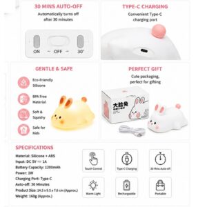 Rechargeable Cute Rabbit Silicone Touch Lamp - Image 4