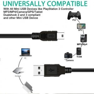 USB to Mini USB V3 Cable Type A to Mini B Charging and Data Cable USB2.0 1.5m - Image 7
