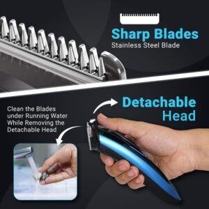 VGR V-055 Professional Electric Hair Clippers Kit Rechargeable Cordless with 4 Guide Combs - Image 4