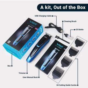 VGR V-055 Professional Electric Hair Clippers Kit Rechargeable Cordless with 4 Guide Combs - Image 7